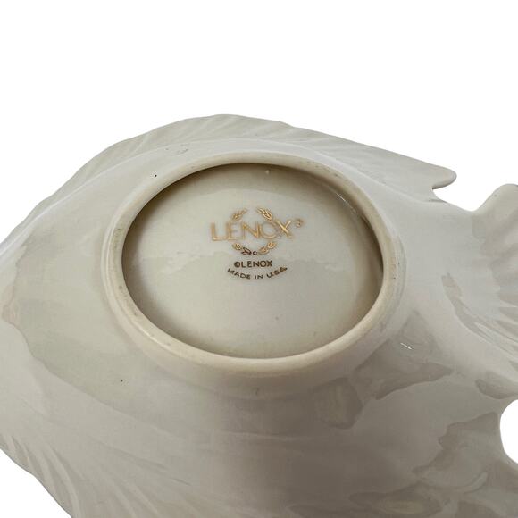 Lenox Dove Shaped Candy Dish 8" x 5" White Porcelain with Gold Trim EUC - Picture 6 of 6